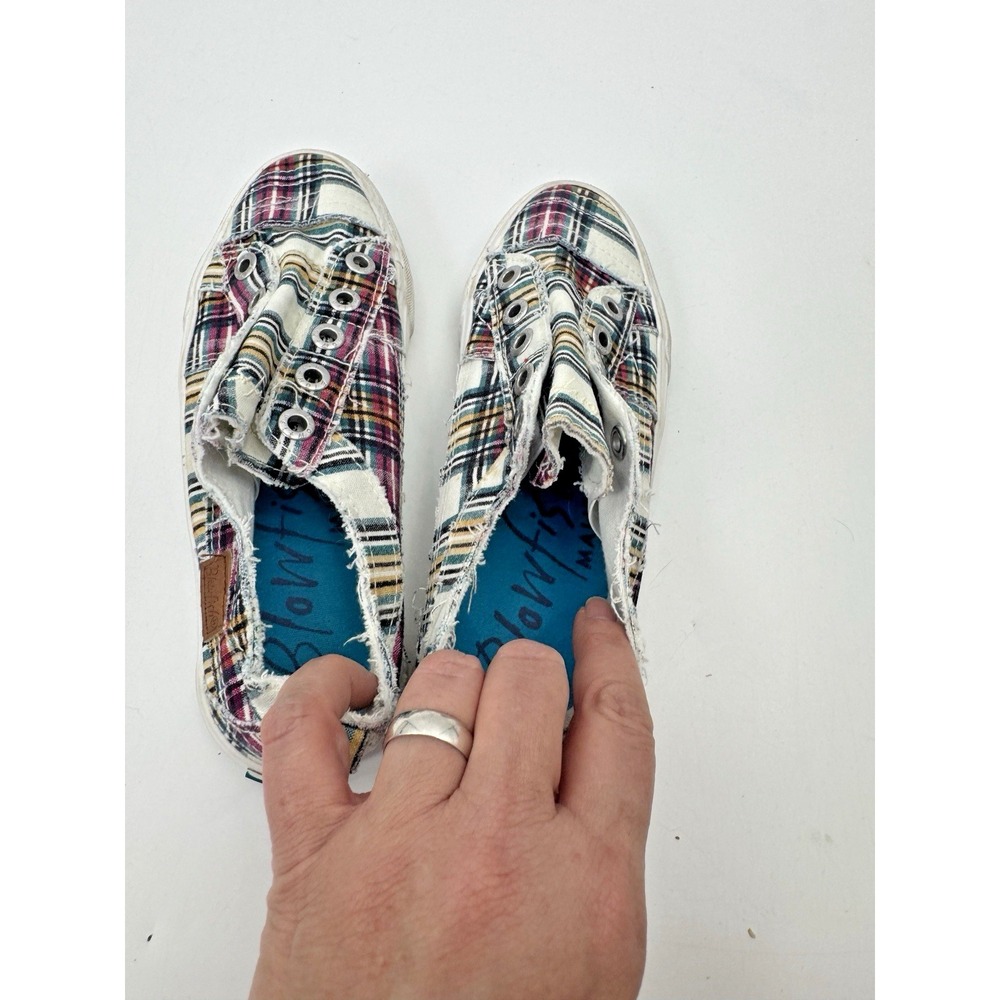 Blowfish Malibu Plaid Play Casual Slip On Sneaker 6.5 Laceless Ivy League Preppy - Picture 7 of 12